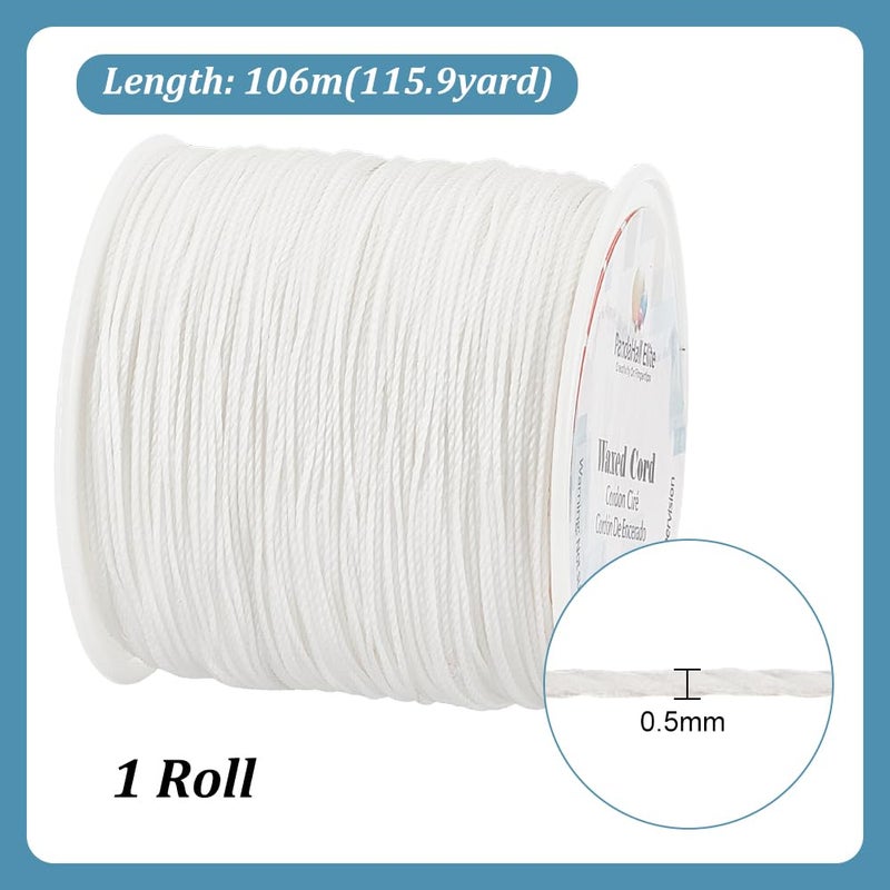 PH PandaHall PandaHall Elite 116 Yards 0.5mm Round Waxed Polyester Cord Thread Beading String for Jewelry Making and Macrame Supplies White - Image 2